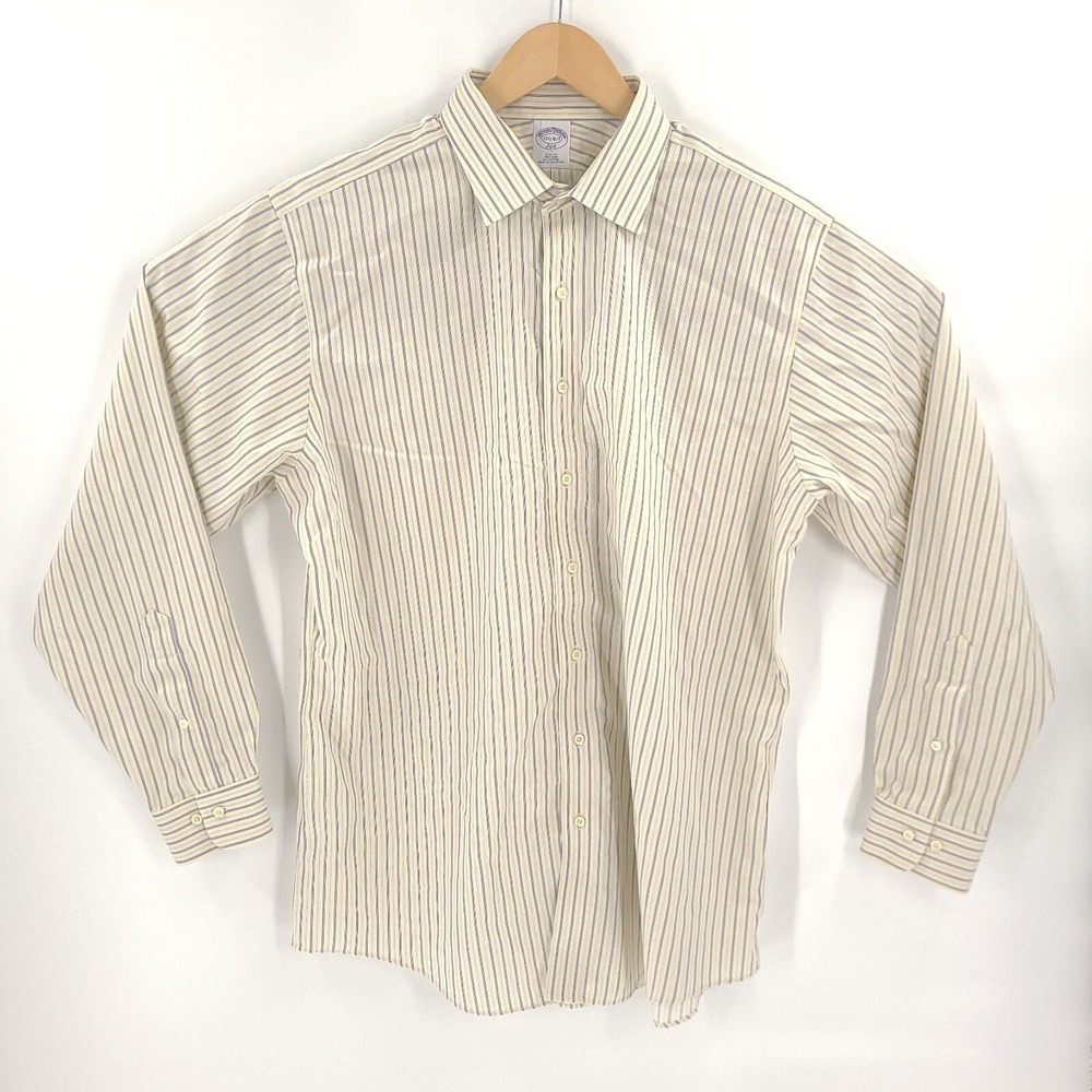 Brooks Brothers Shirt Mens Extra Large 6/7Yellow Slim 346 Long Sleeve Button
